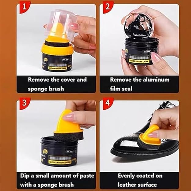 Premium shoe glow polish by fusiongadgetspk applied on black leather shoes, showcasing a shiny, well-maintained finish.