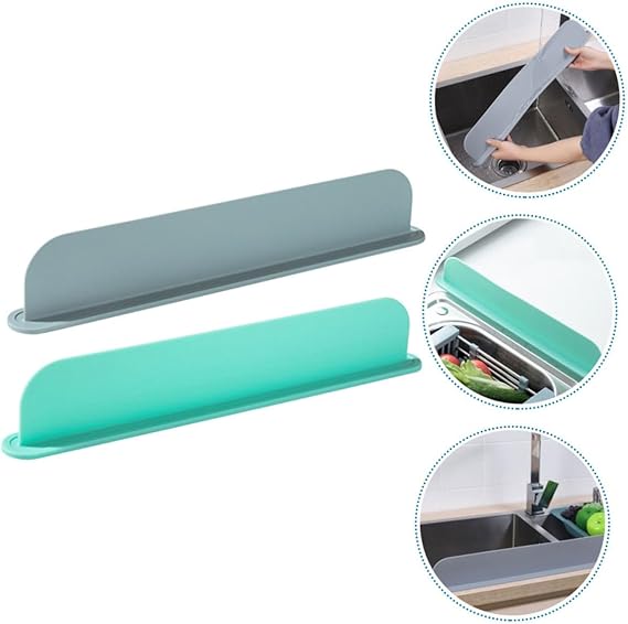 Silicone sink splash guard by fusiongadgetspk showing flexible, transparent barrier to prevent water splashes in the kitchen sink.